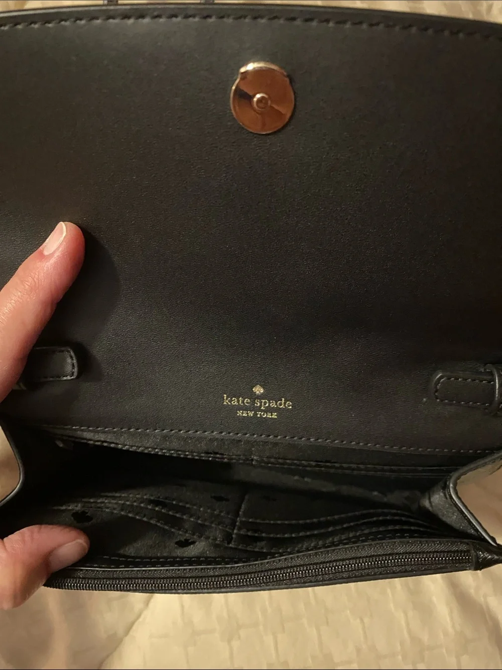 kate spade NY Perry Black Crossbody with Silver Logo Plaque